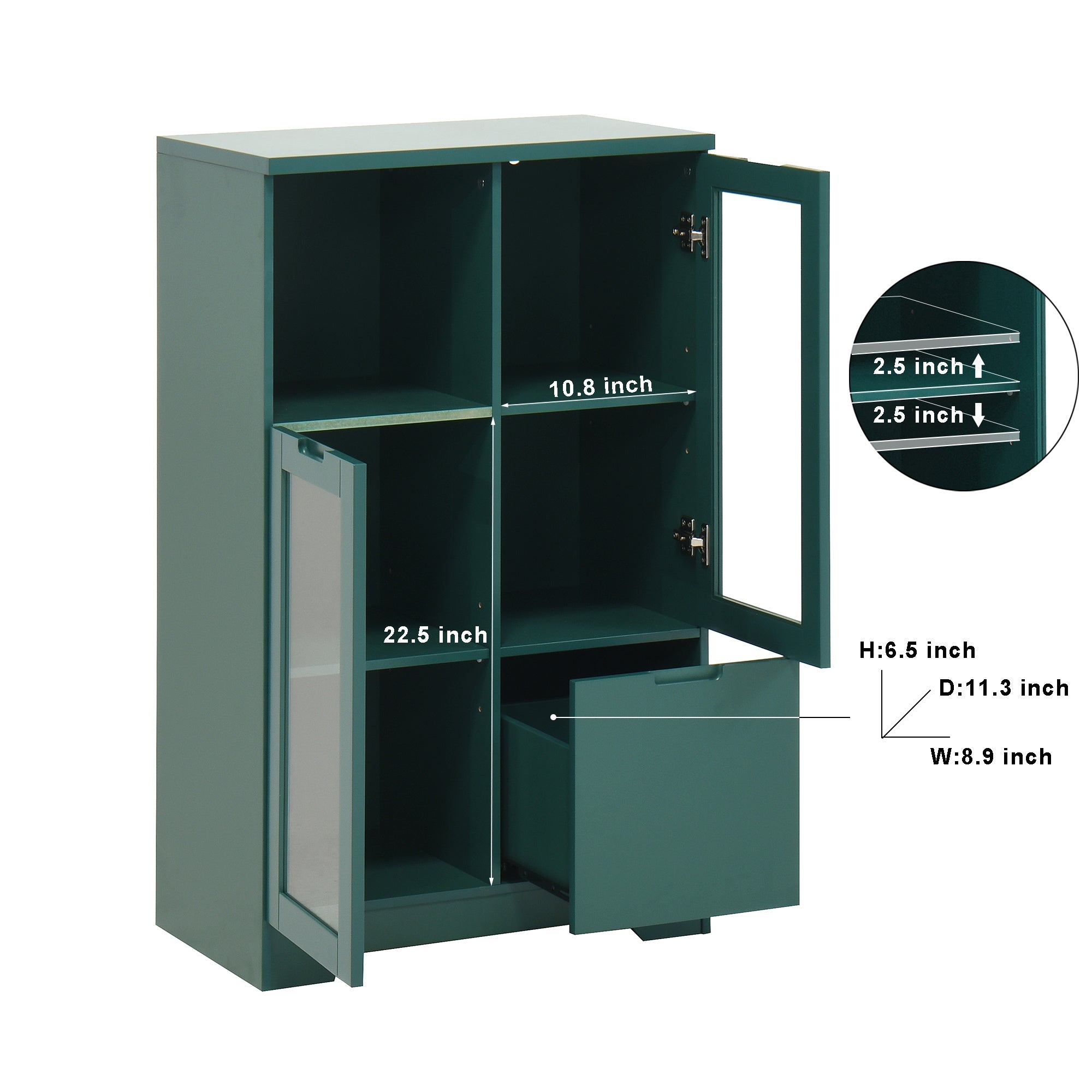 MDF Painted Cabinet with Glass Doors