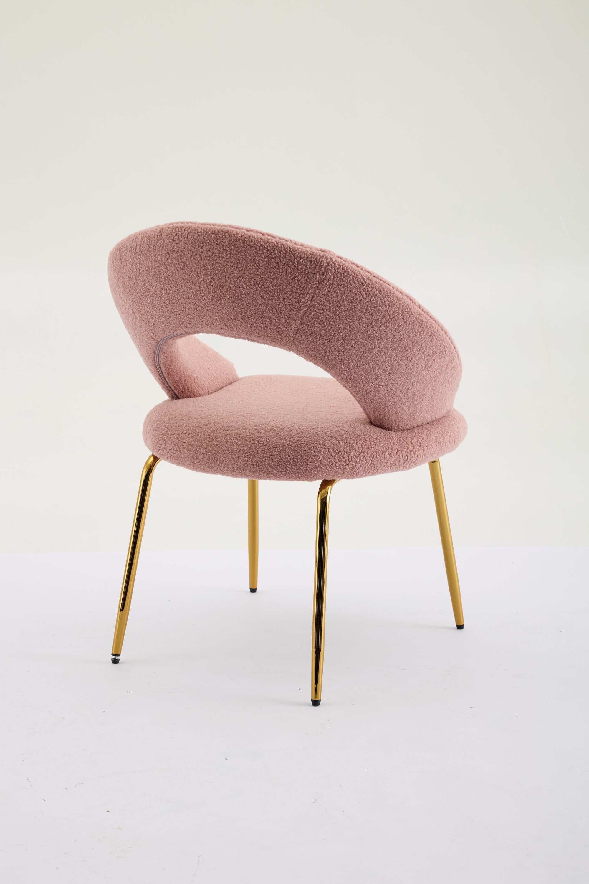 Velvet/Teddy Fabric Dining Chairs with Curved Backrest