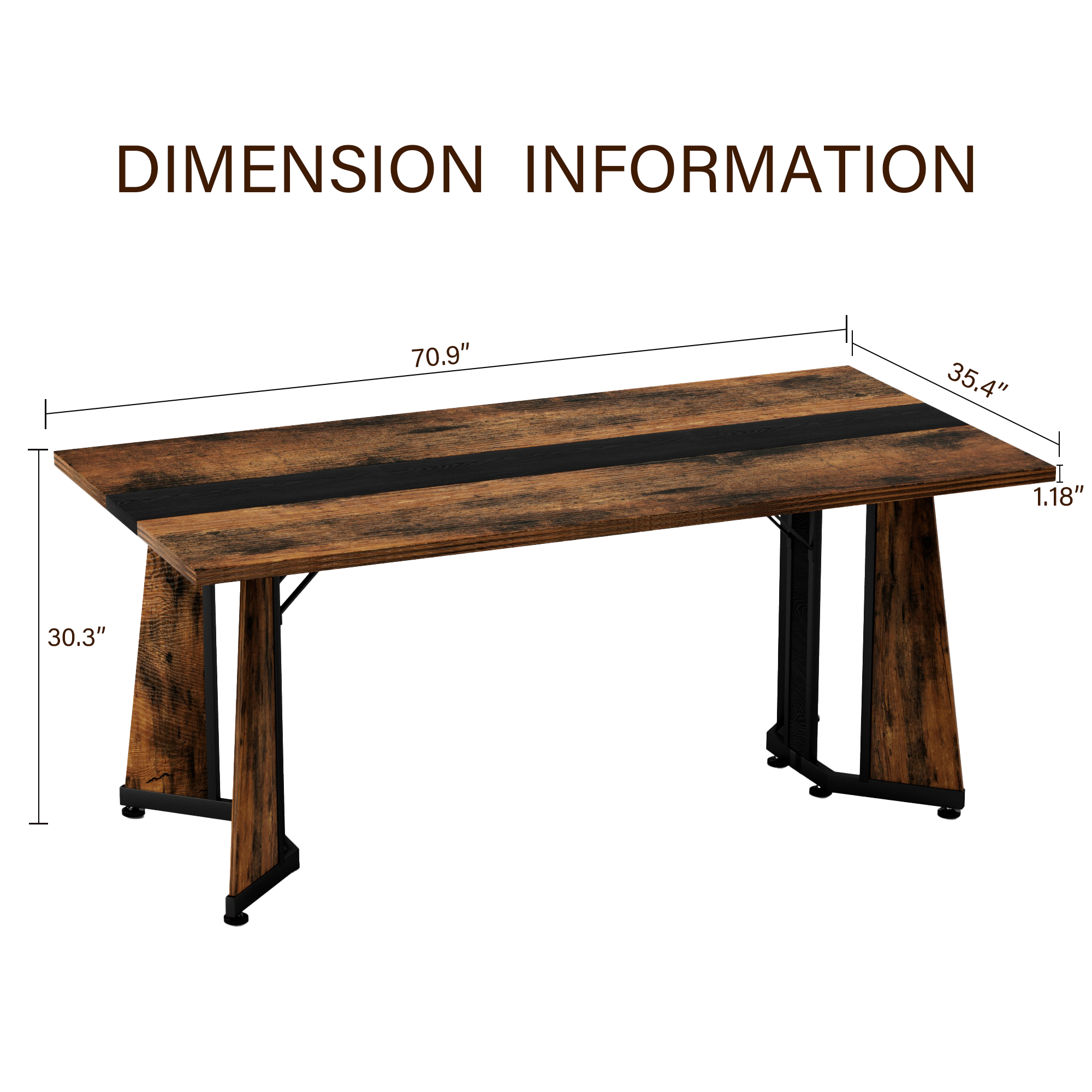 Rustic Rectangular Large Dining Table