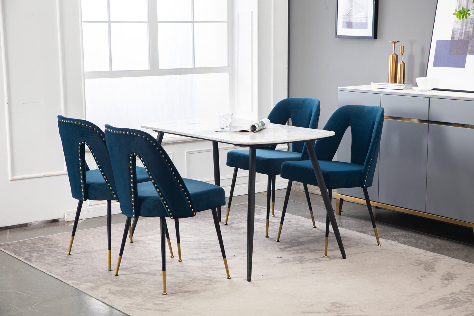 Modern Velvet Upholstered Dining Chair (Set of 2)