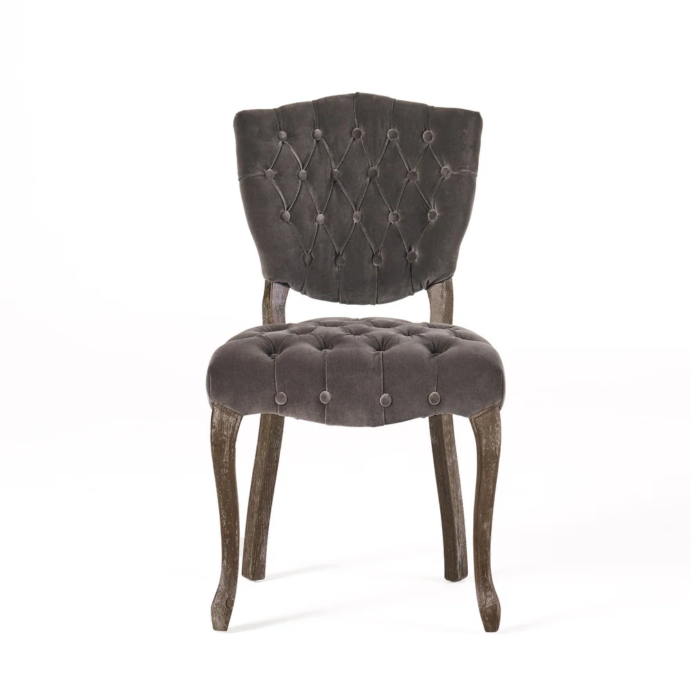 Traditional European Style Tufted Velvet Dining Chairs（Set of 2）