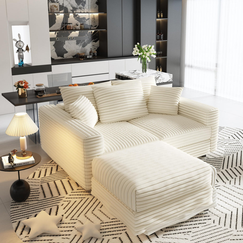 82.7' Modern Comfy Cloud Couch Sofa with Soft Pillows + Ottomans Option
