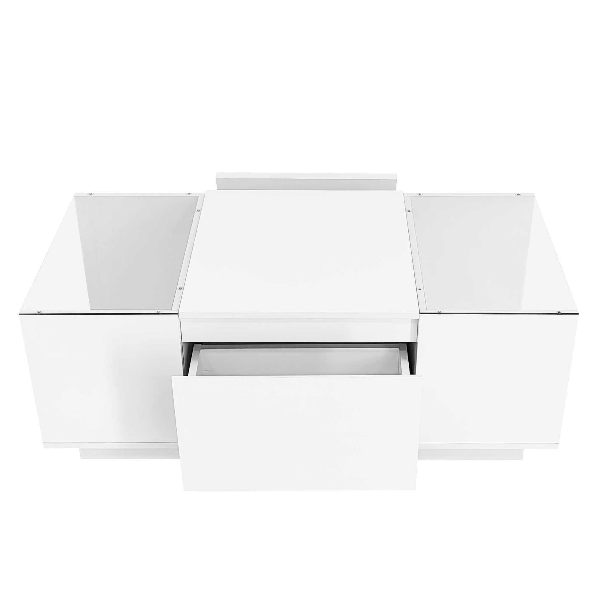 Modern LED Coffee Table with High-Gloss Finish and Glass Tabletop