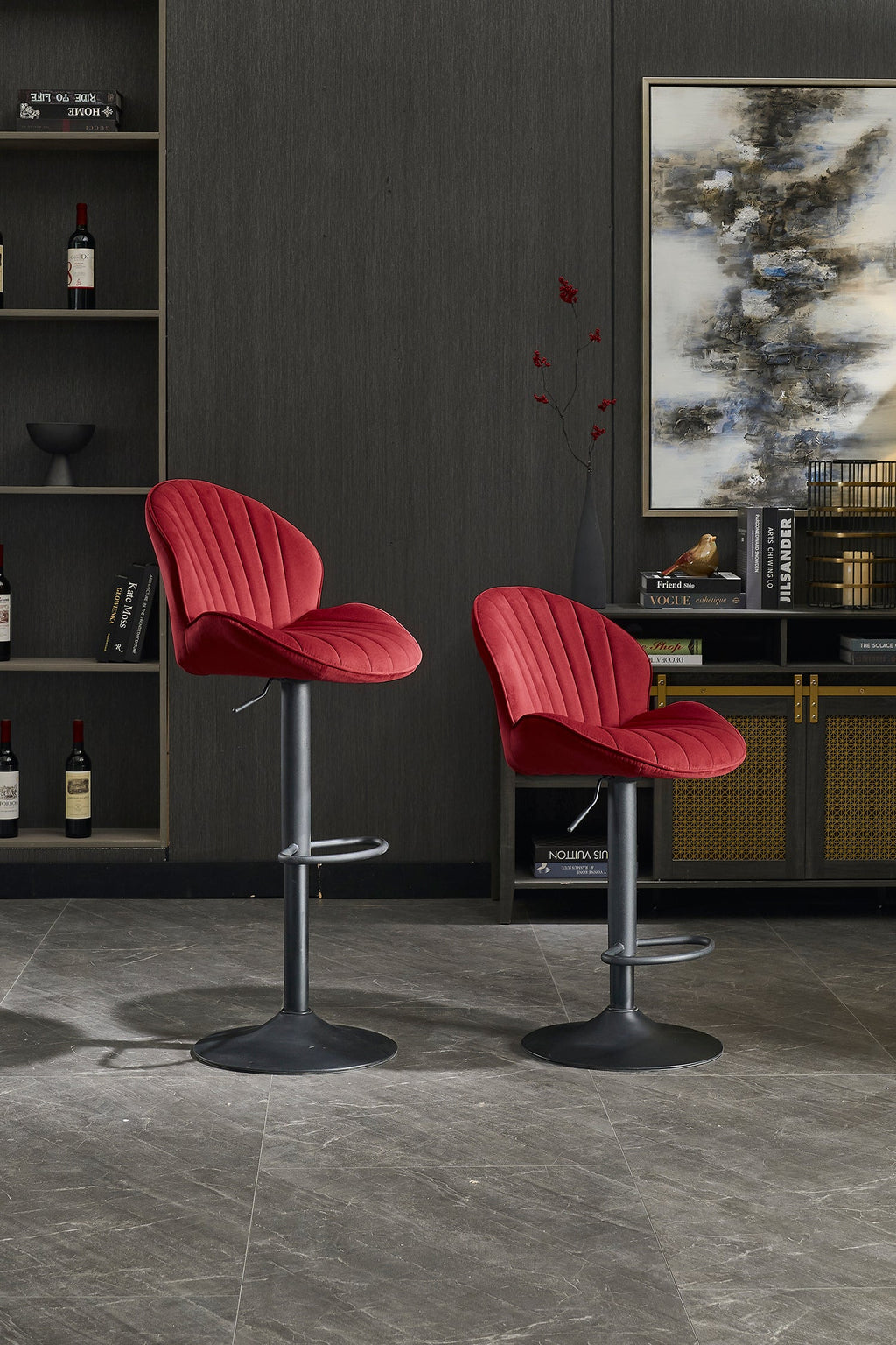 Modern Adjustable Height Bar Stools (Set of 2)