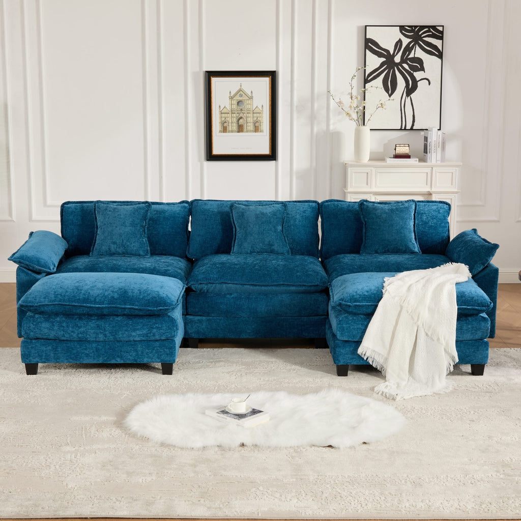 Modern Comfy Upholstered Seat Cushion Sectional Couch (Ottoman is Not Included)