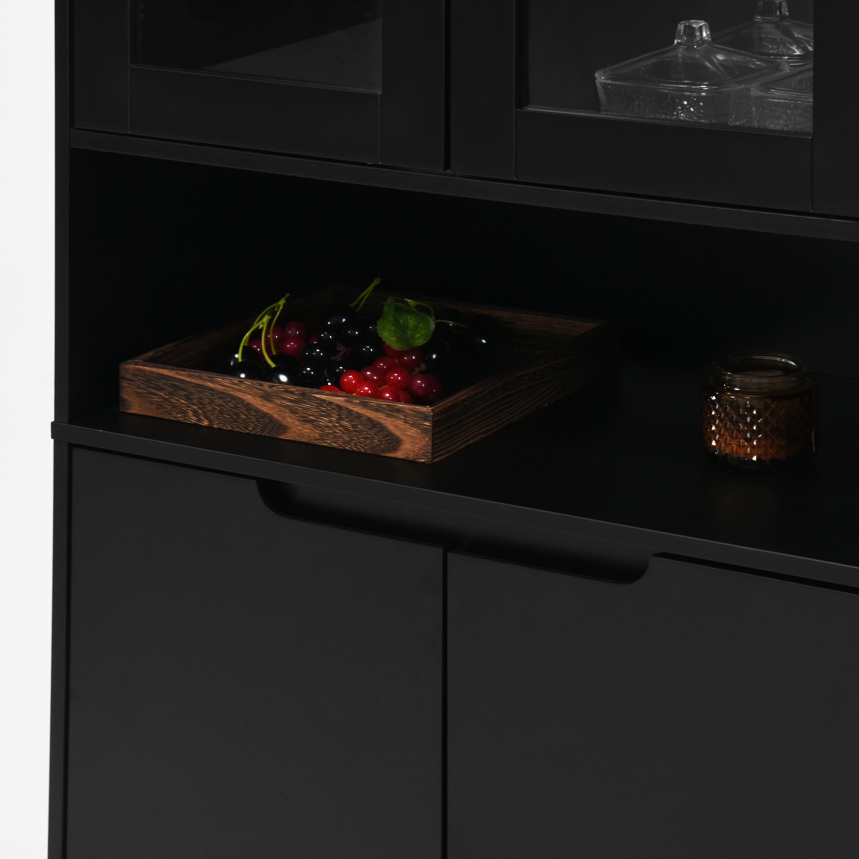 Tempered Glass Door Tall Storage Bookcase