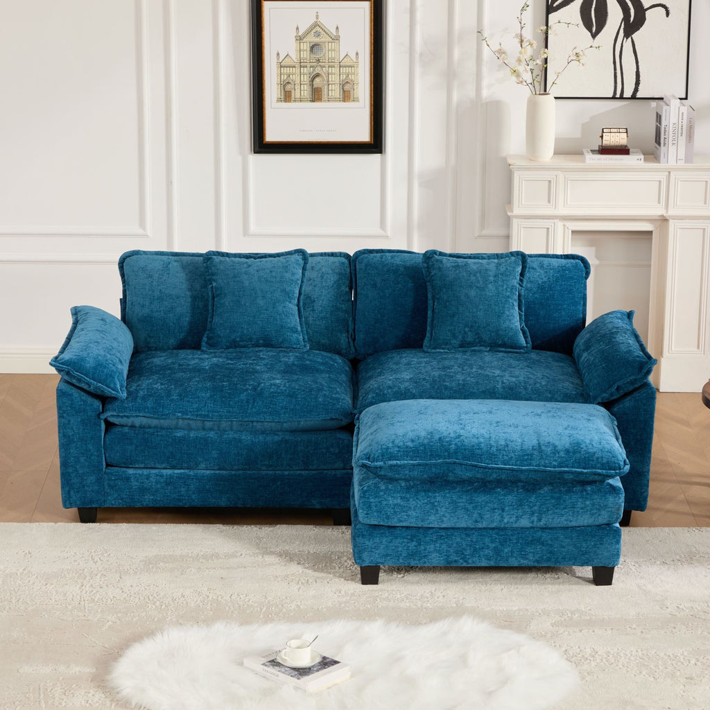 Modern Comfy Upholstered Seat Cushion Sectional Couch (Ottoman is Not Included)