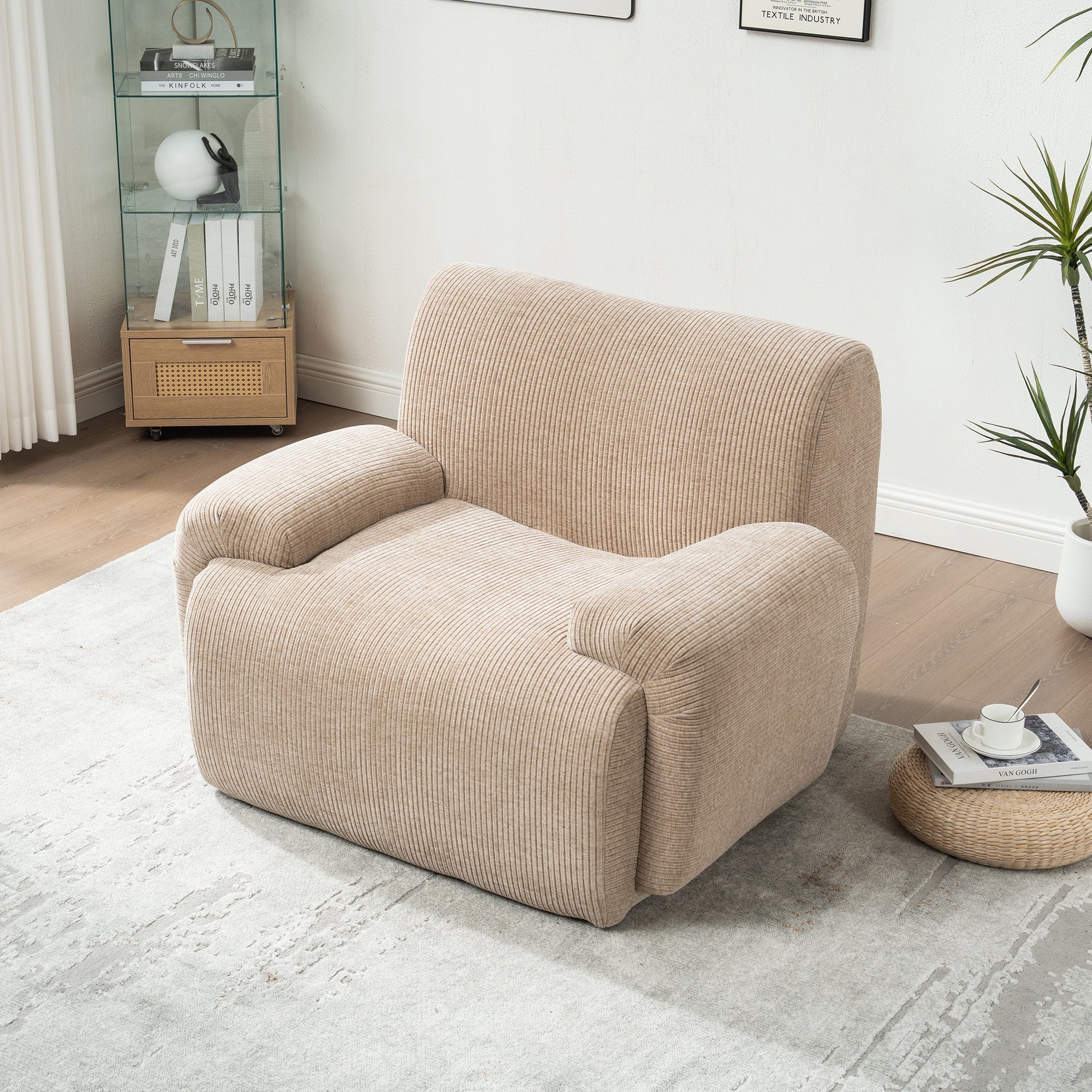 Modern Chenille Vertical Stripe Accent Chair