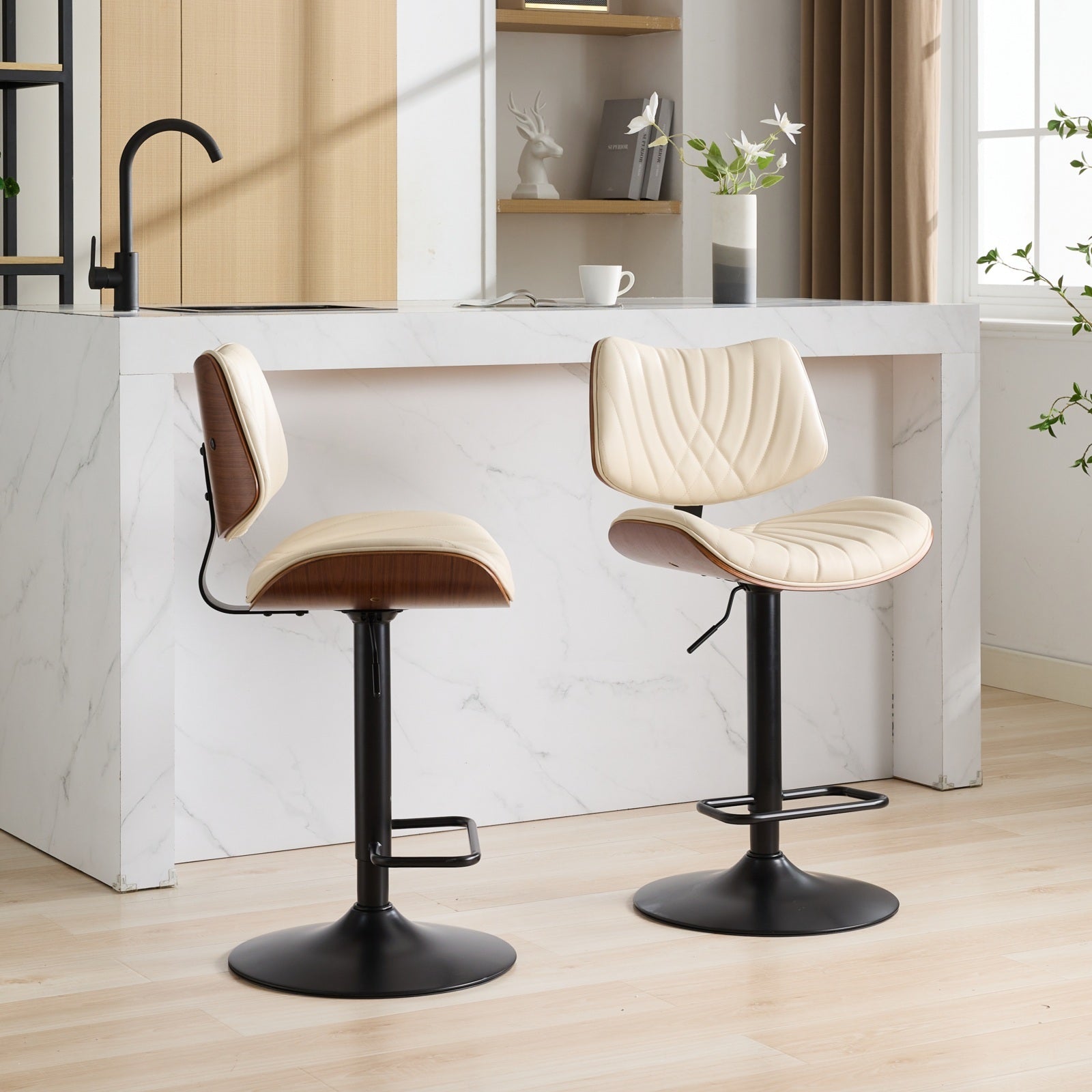 Mid Century Walnut Bentwood Bar Stools