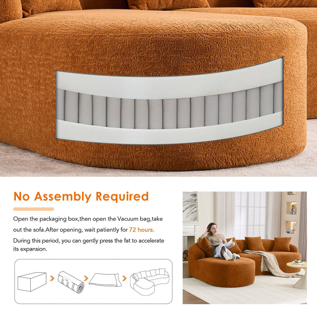 Boneless L-Shape Sectional Sofa with Curved Chaise