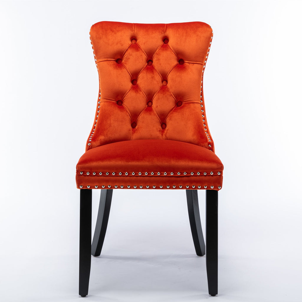 Modern High-end Tufted Solid Wood Velvet Dining Chair(Set of 2)