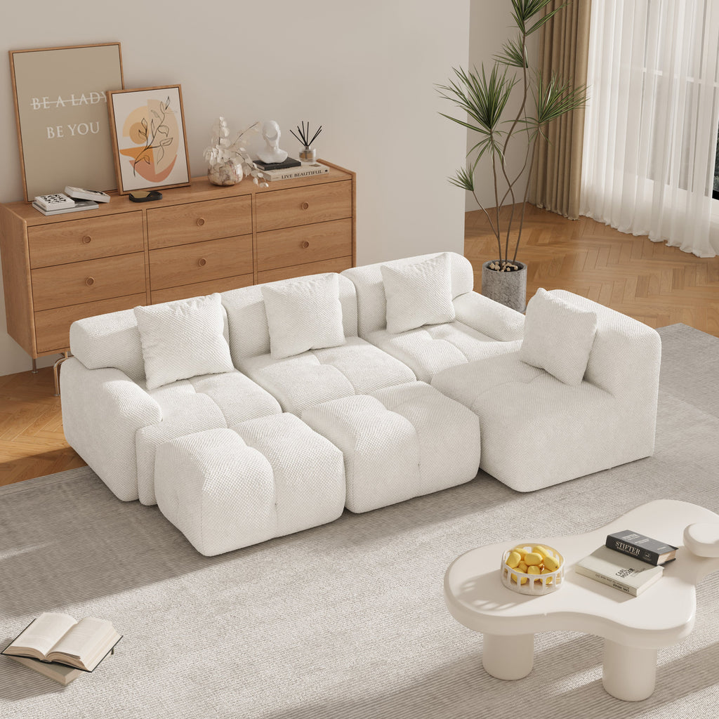 Oversized Boneless Convertible Cloud Couch with Movable Ottoman