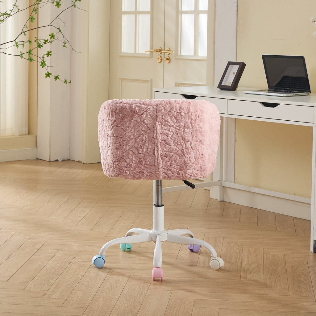 Artificial Rabbit Hair Adjustable Office Chair with Metal Base