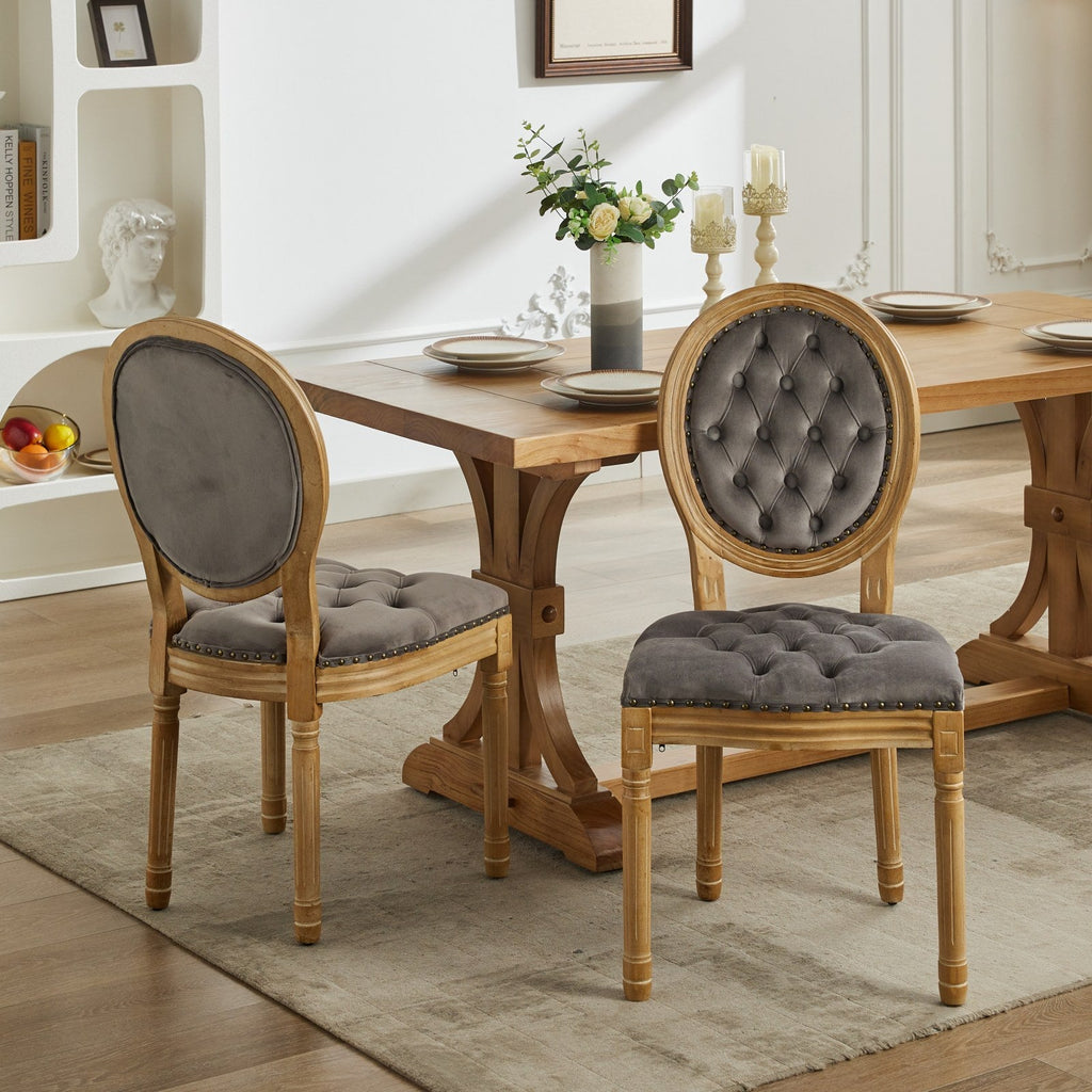 French Style Antique Painting PU Dining Chairs (Set of 2)