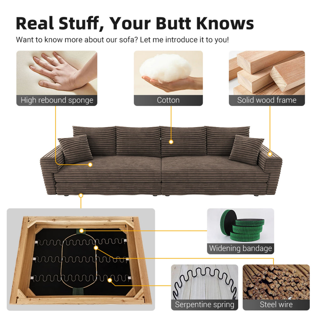 82.7' Modern Comfy Cloud Couch Sofa with Soft Pillows + Ottomans Option