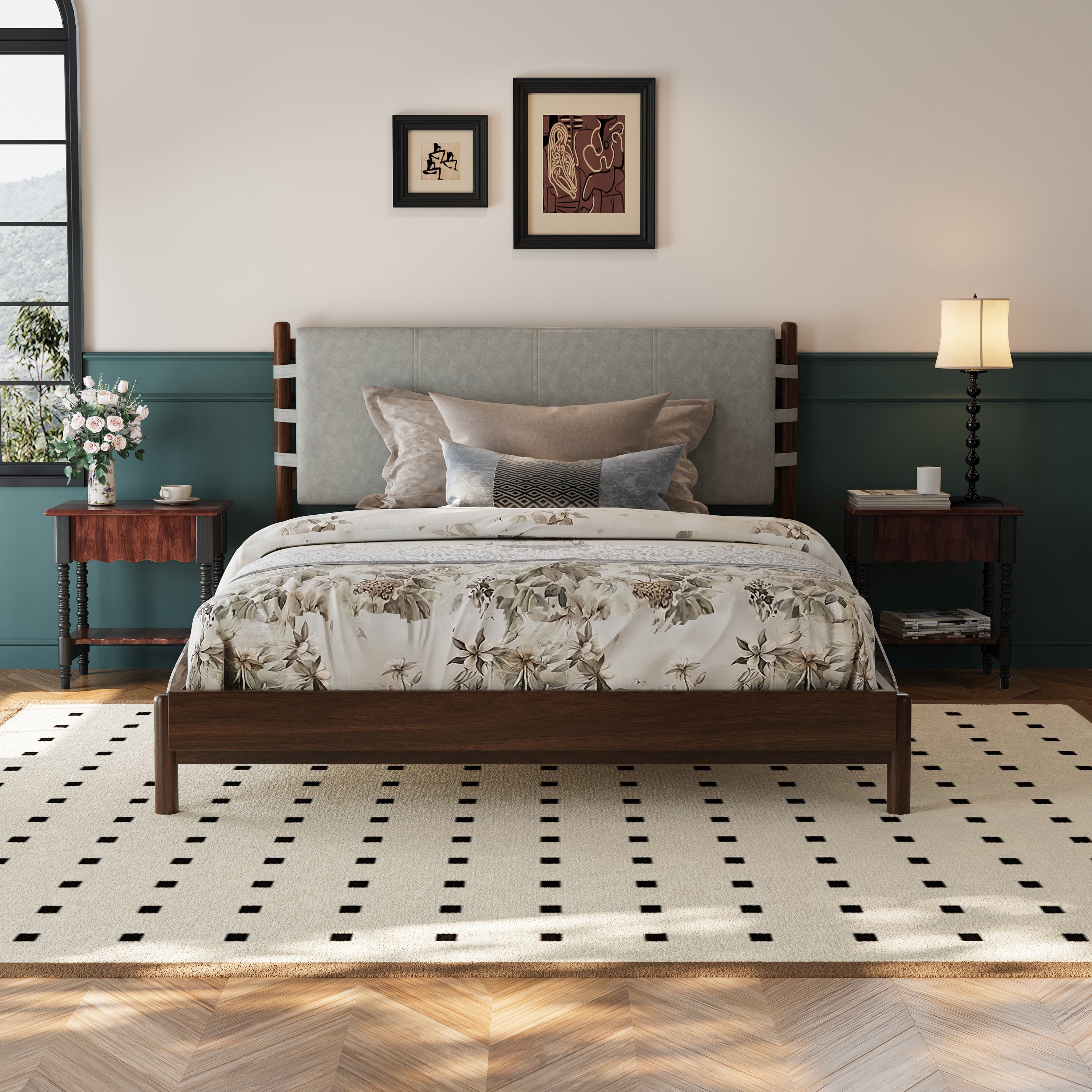 Premium Queen Size Rubber Wood Platform Bed Frame