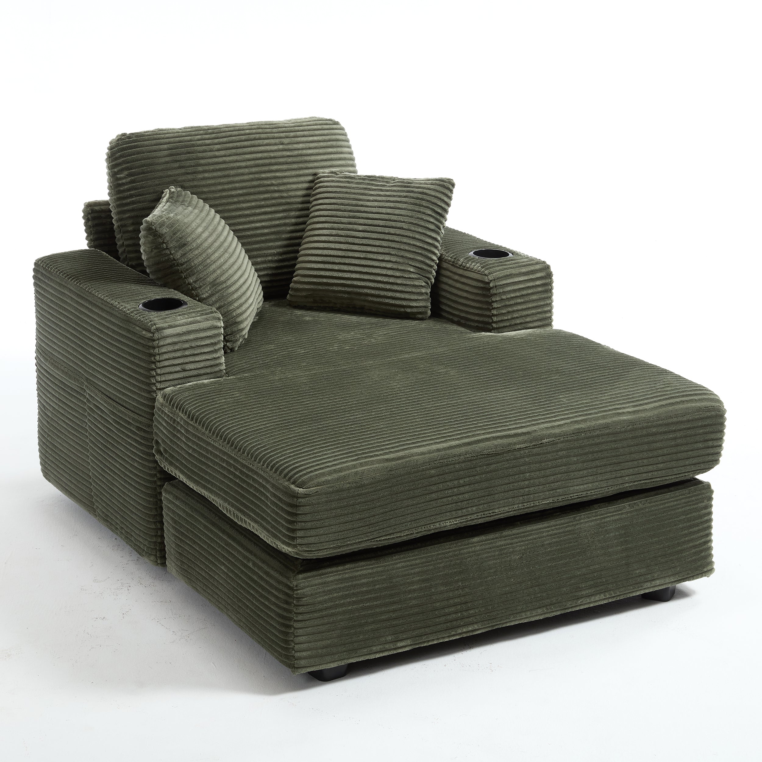Corduroy Upholstered Chaise Lounge Sofa