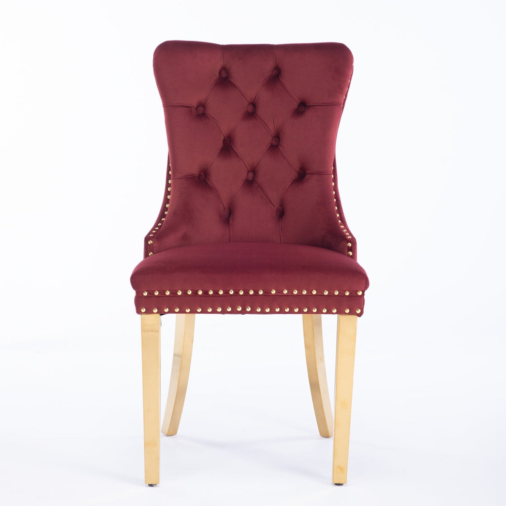 Modern High-end Tufted Solid Wood Velvet Dining Chairs (Set of 2)