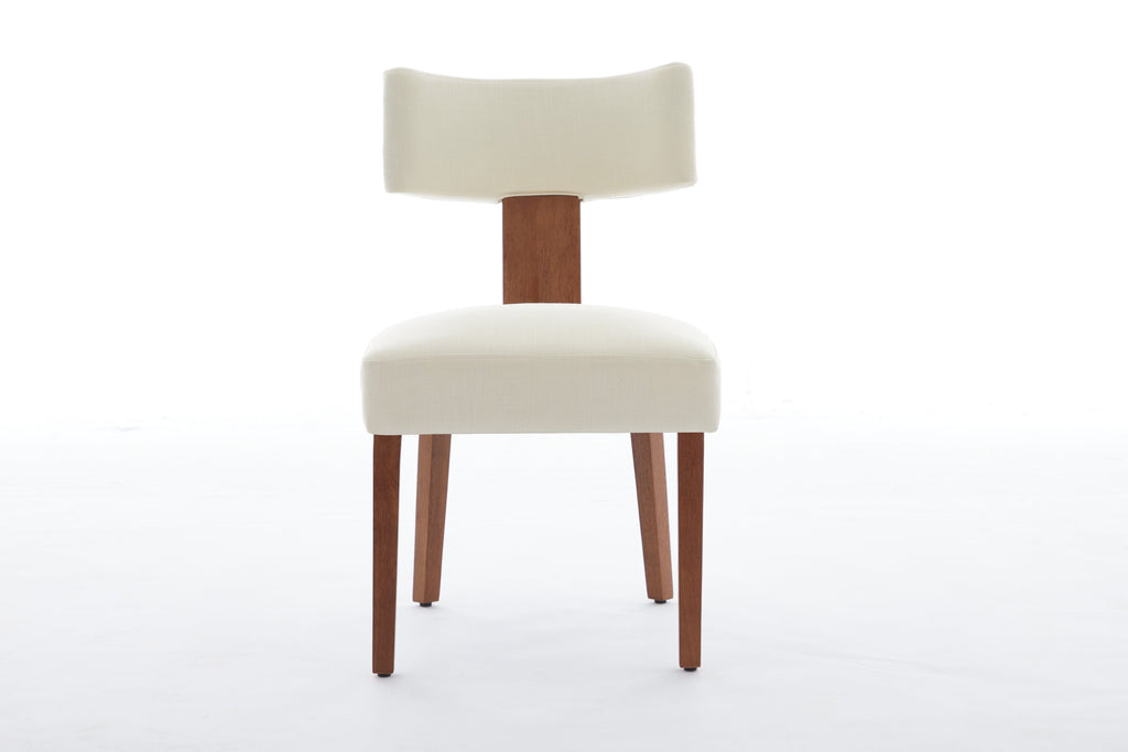 2Pcs  Modern Armless Dining Chairs With Curved Wingback and Solid Wooden Legs