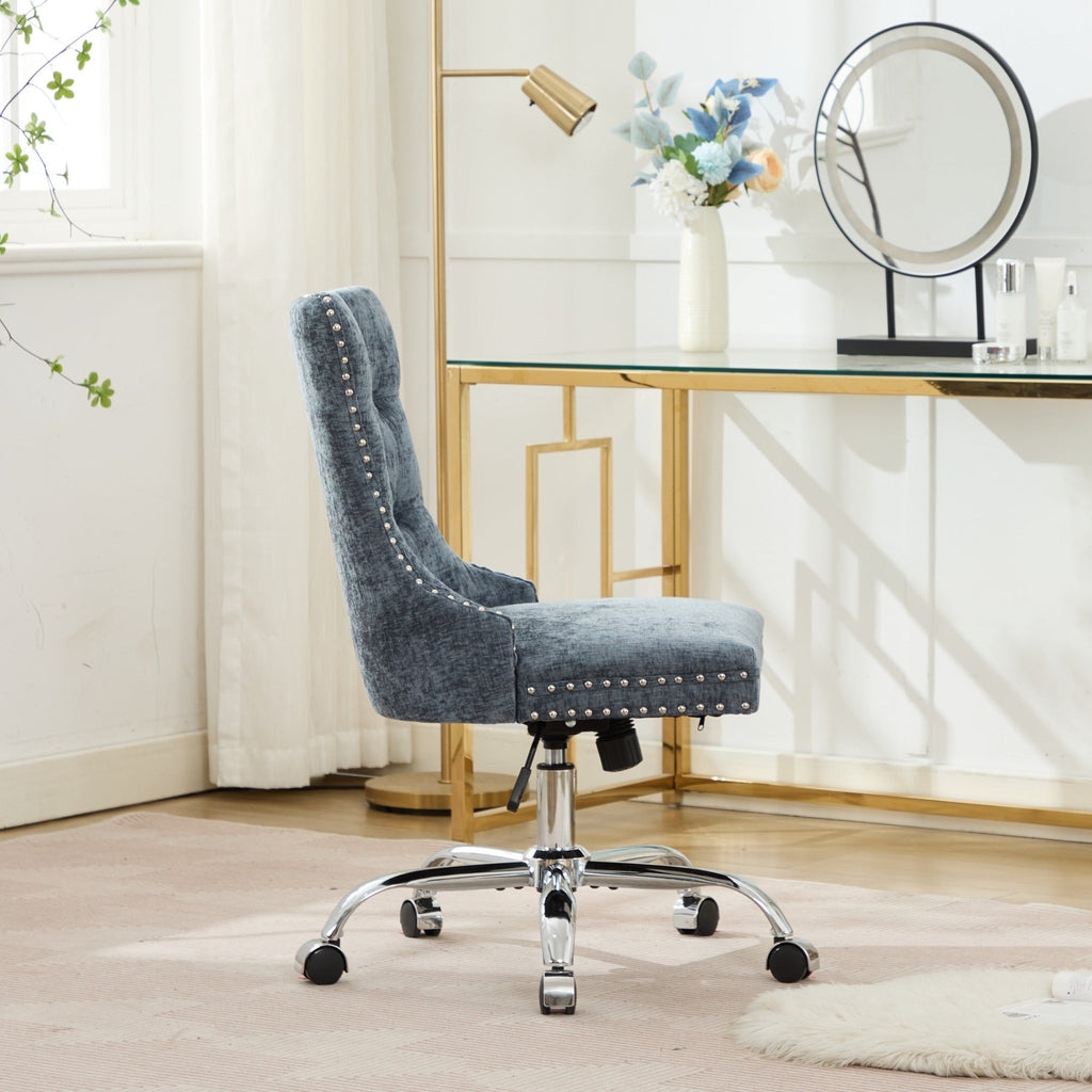 Modern Chenille Upholstered Tufted Button Home Office Chair