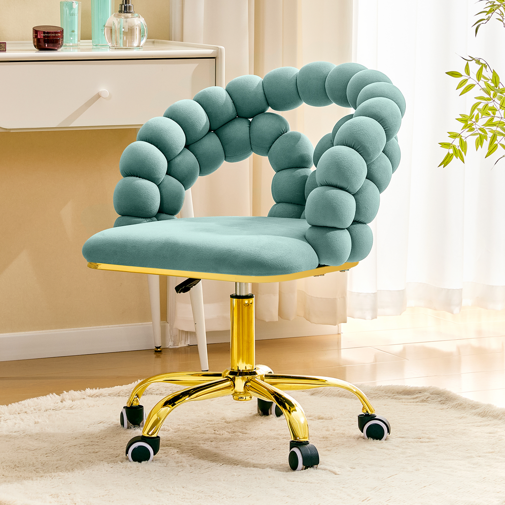 Coloful Modern Velvet Adjustable Swivel Desk Chair with Bubble Back
