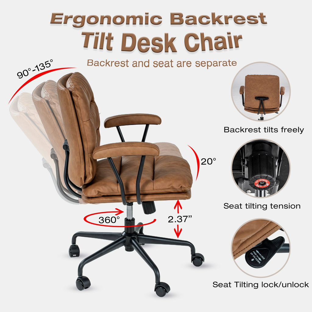 Modern Aesthetics Brown PU Leather Office Chair