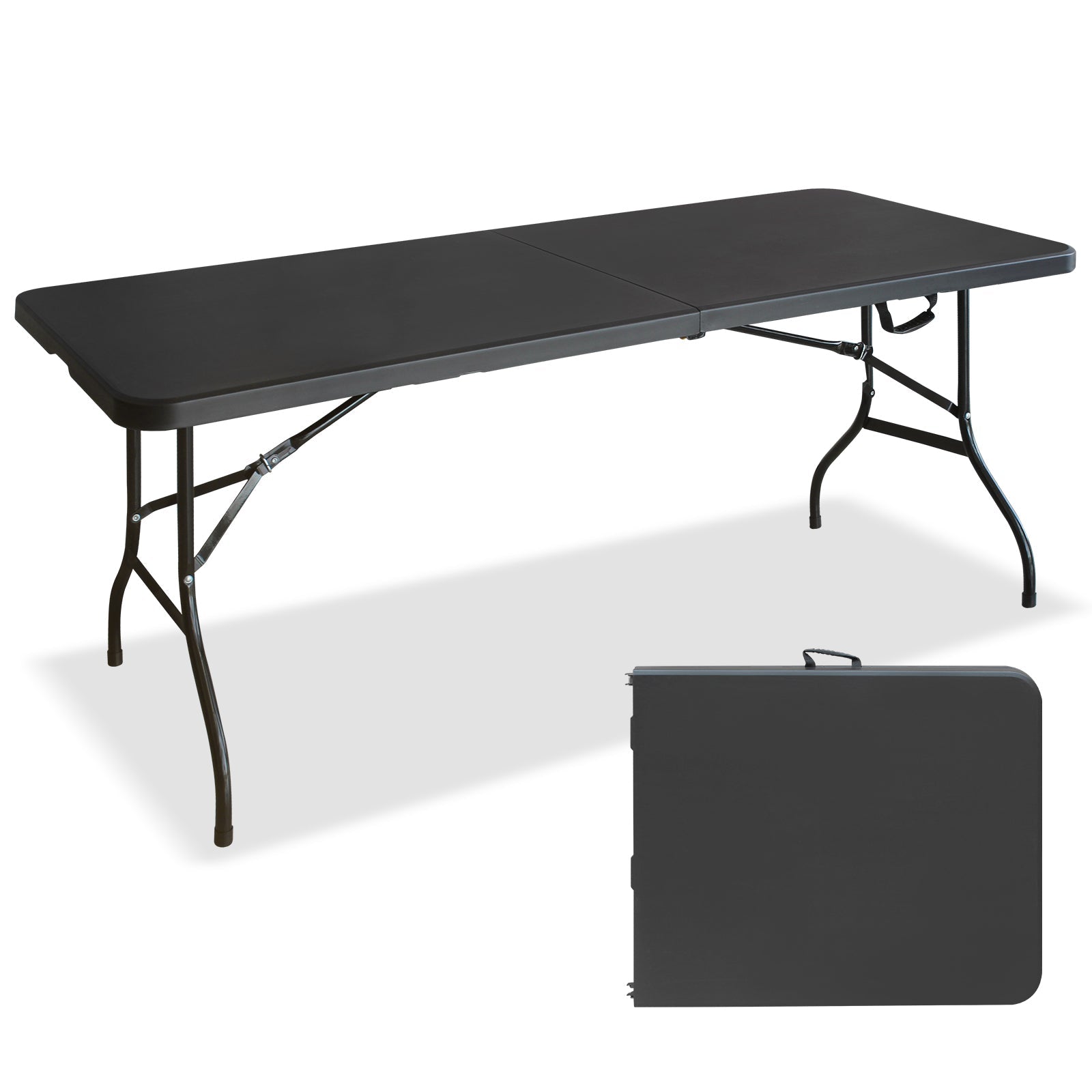 6ft Black Multi-functional Outdoor Folding Leisure Picnic Game Party Table
