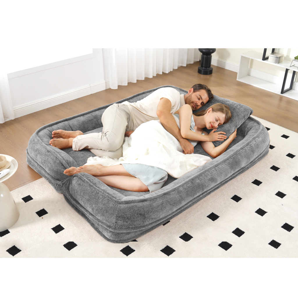 2-in-1 Extra Large Chenille Floor Couch Loveseat for Humans & Dogs