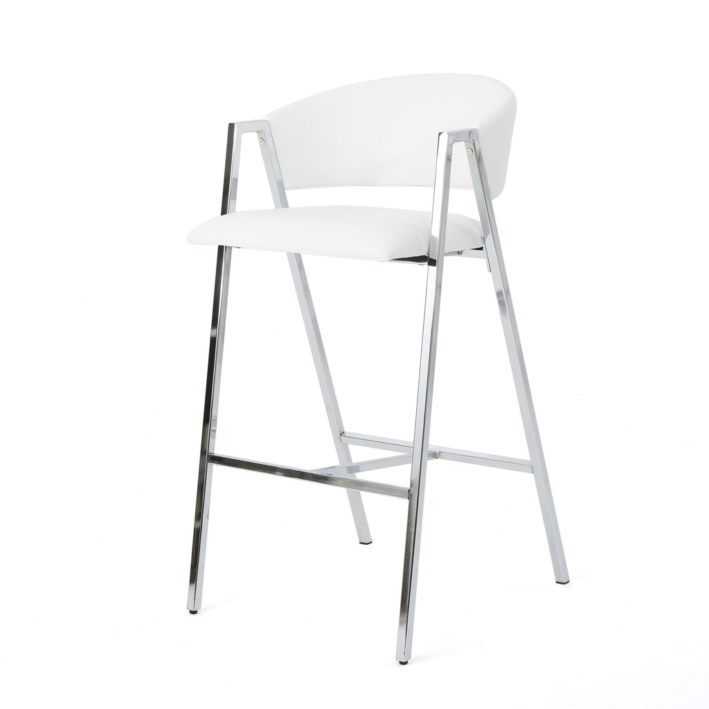 Modern PU Bar Stools with Low Back and Arms (Set of 2)