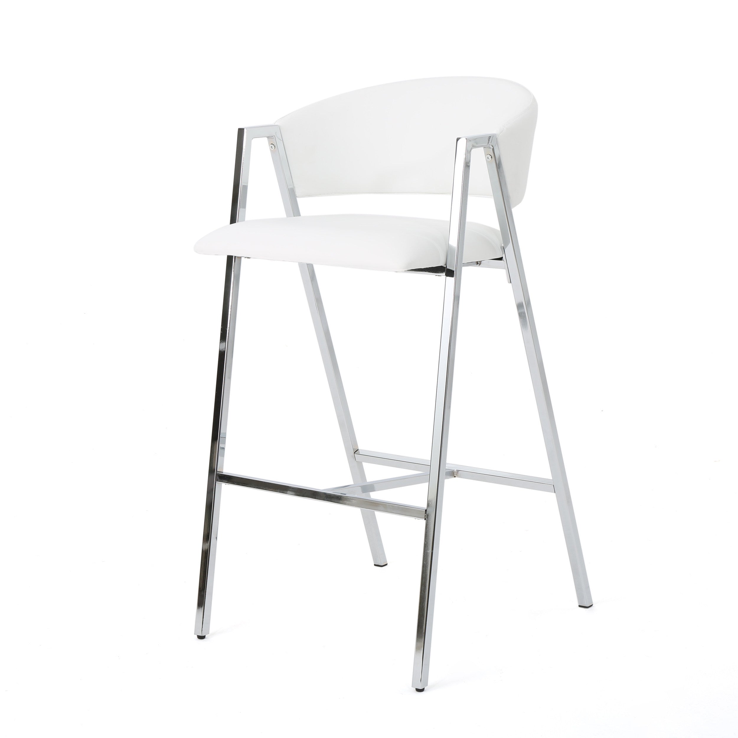 Modern PU Bar Stools with Low Back and Arms (Set of 2)