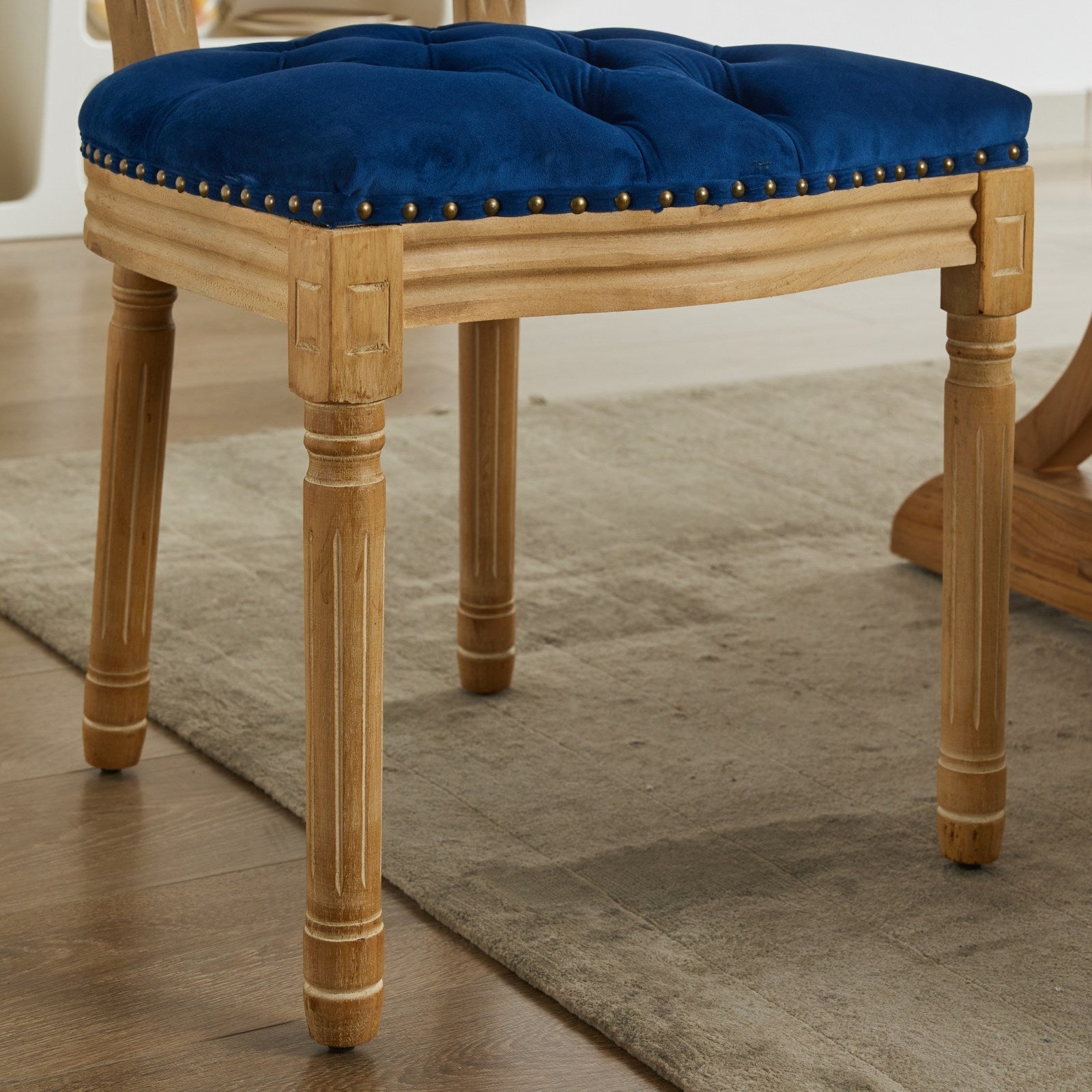French Style Solid Wood Frame Velvet Dining Chairs (Set of 2)