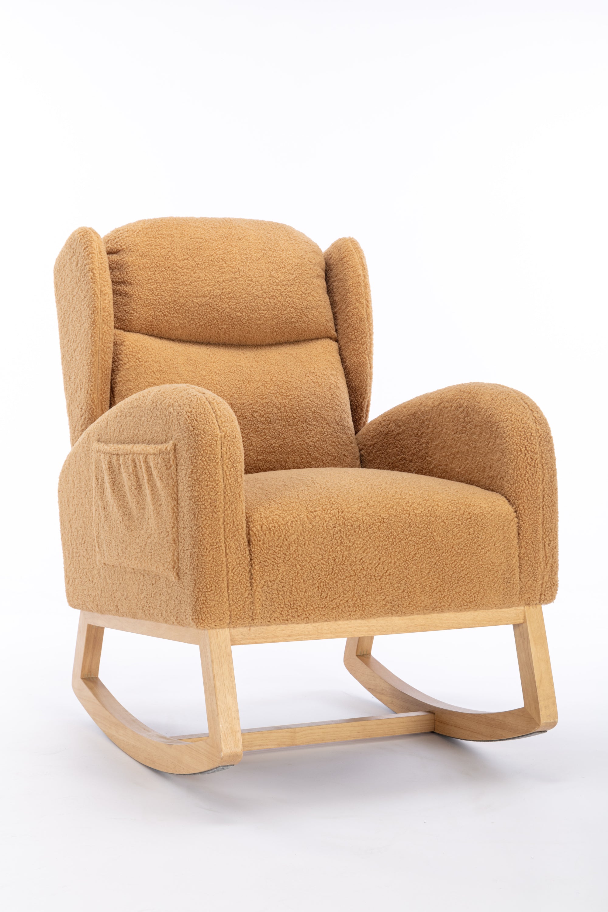 Teddy Fabric Rocking Chair with Packet Wood Legs