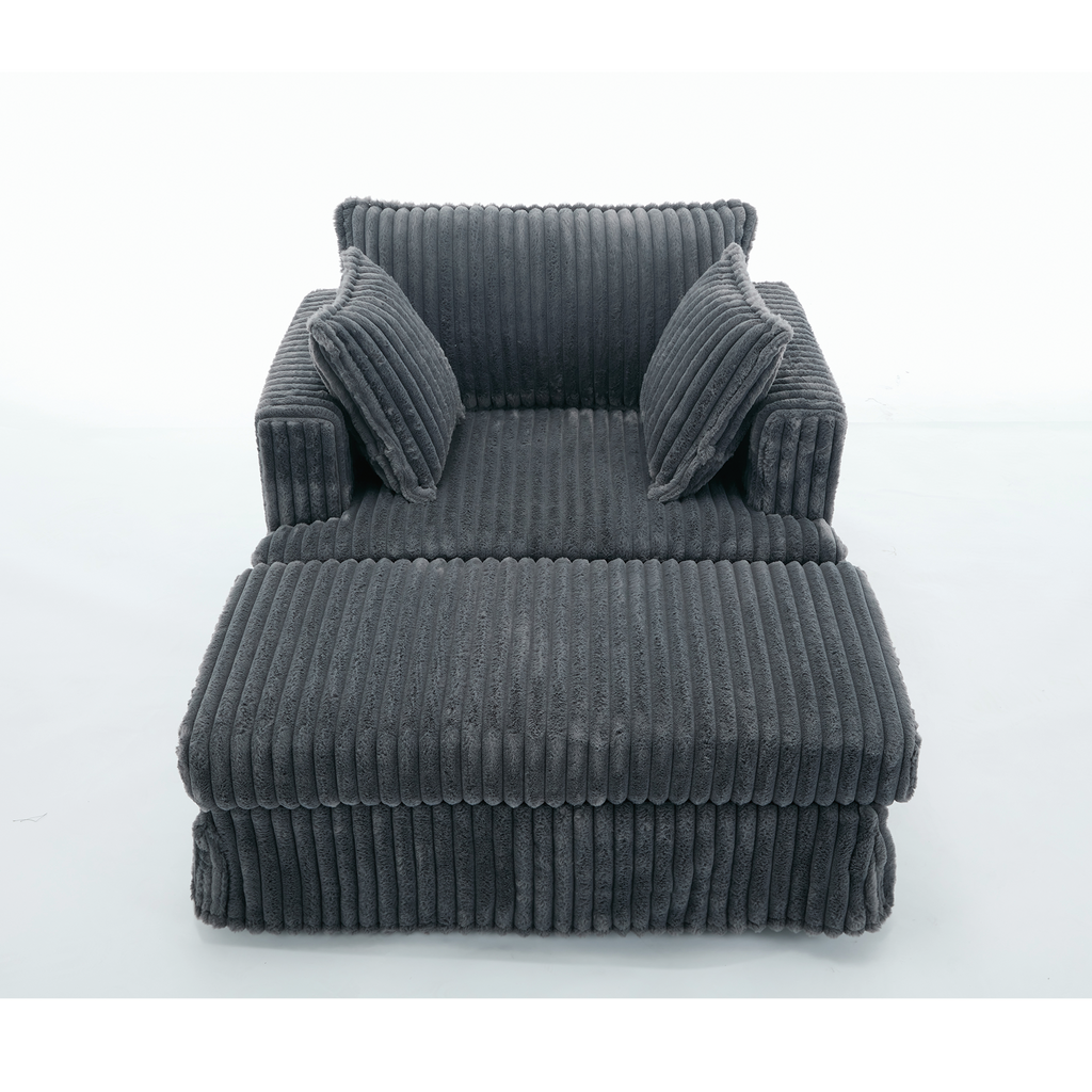47.7'' Oversized Corduroy Chaise Longue with Ottoman