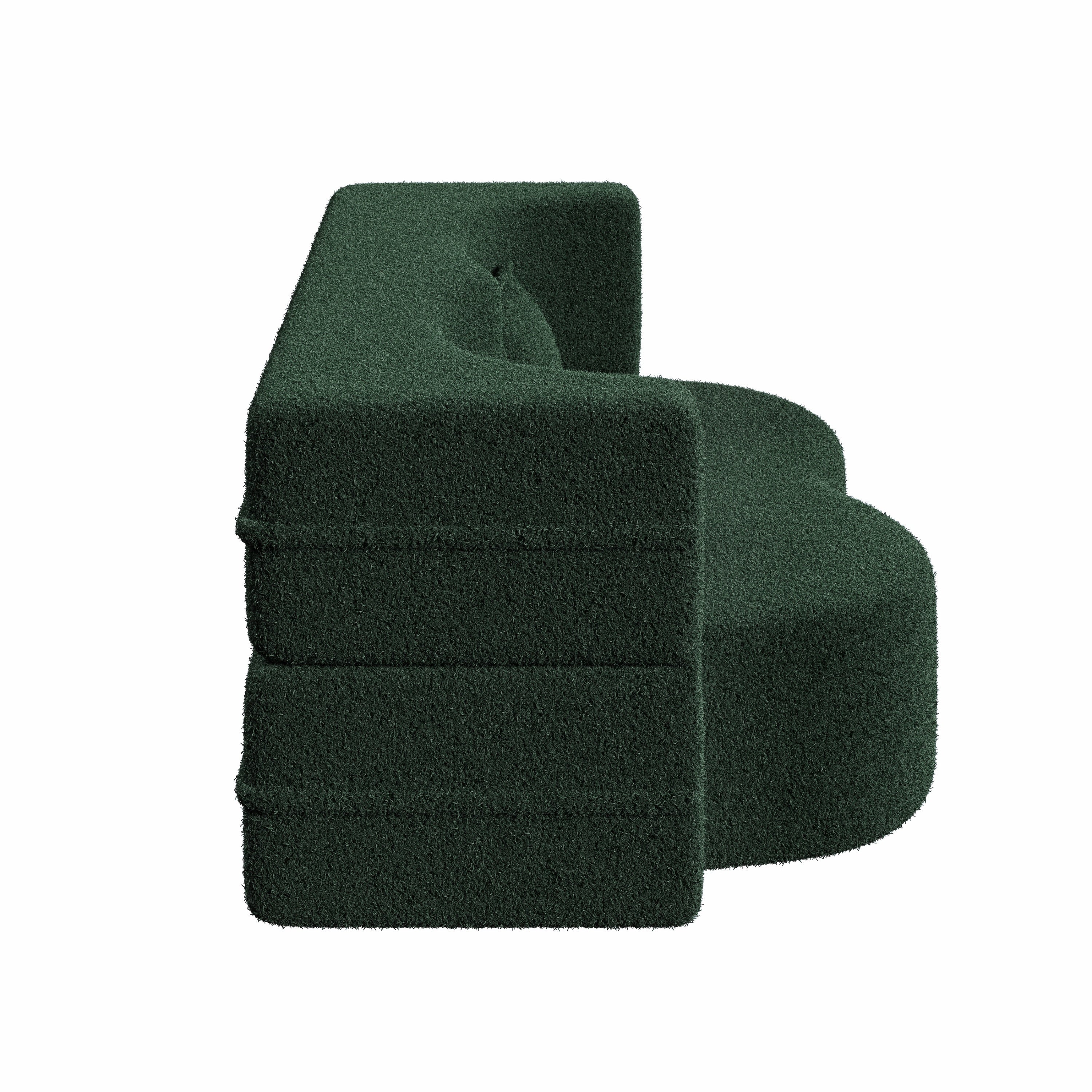 Modern Convertible Teddy Fabric Sofa with 2 Pillows