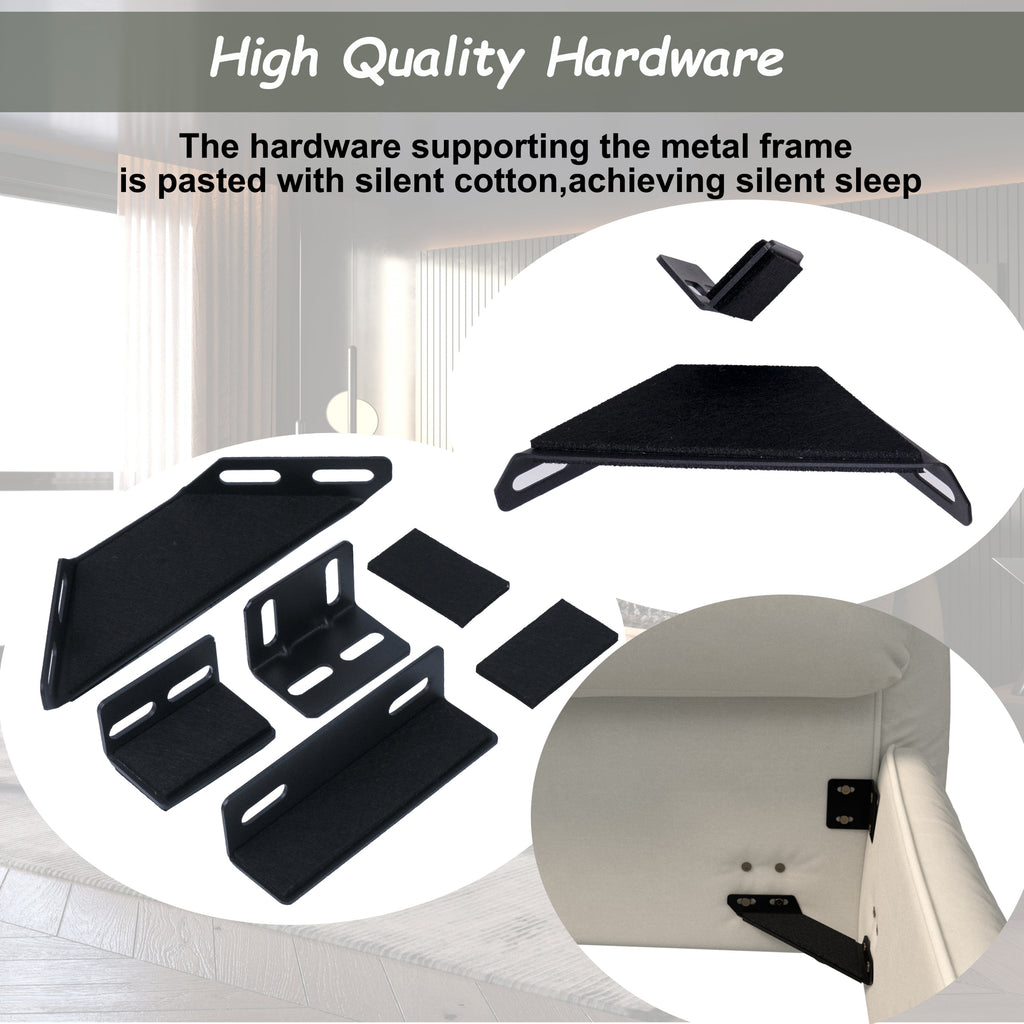 Queen Size Upholstered Platform Bed with Velvet Headboard