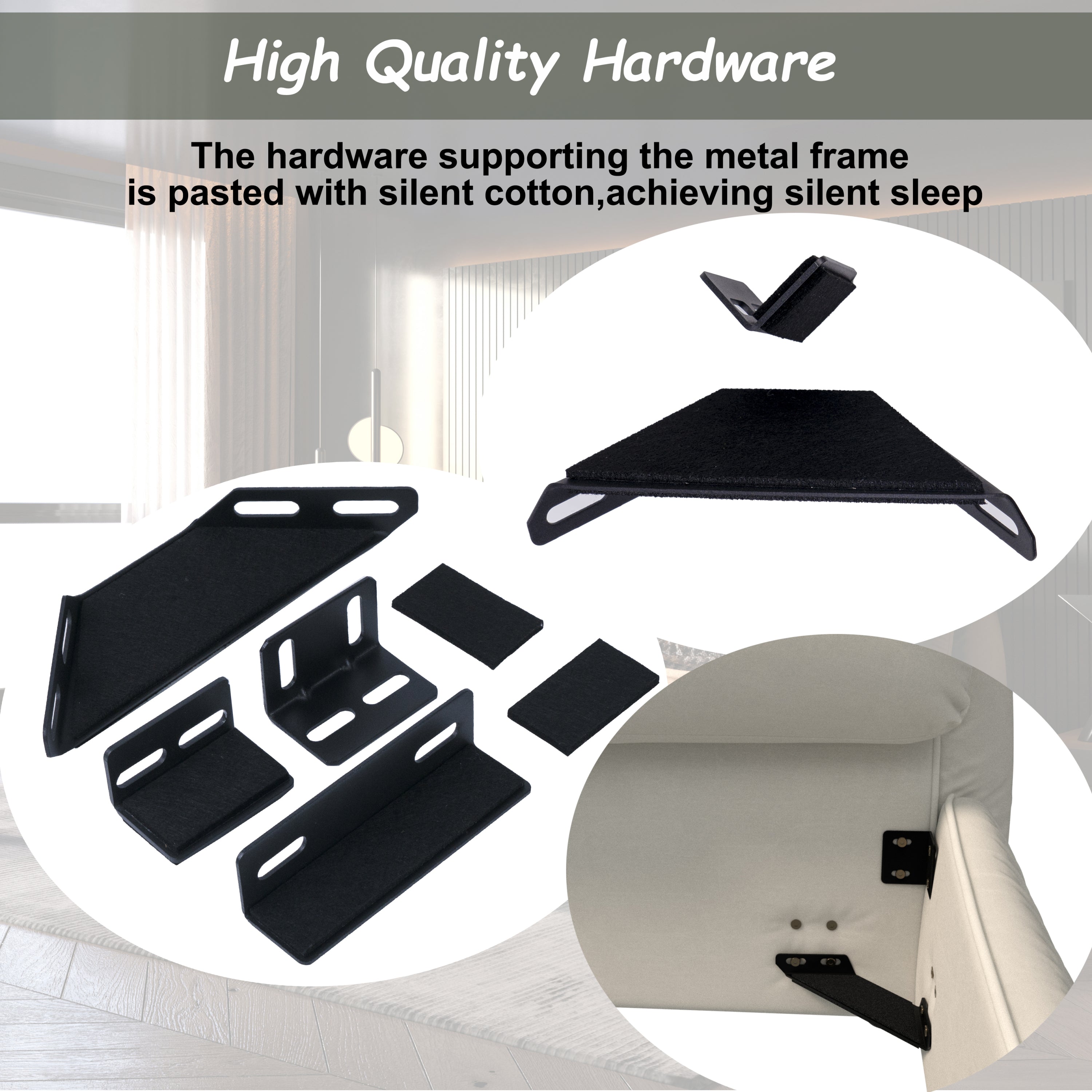 Queen Size Upholstered Platform Bed with Velvet Headboard