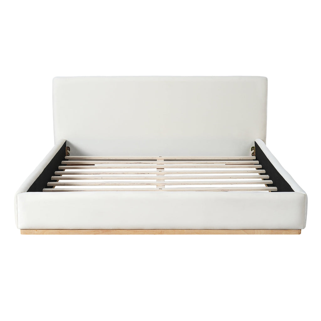 Elegant Upholstered Bed With Solid Wood Frame