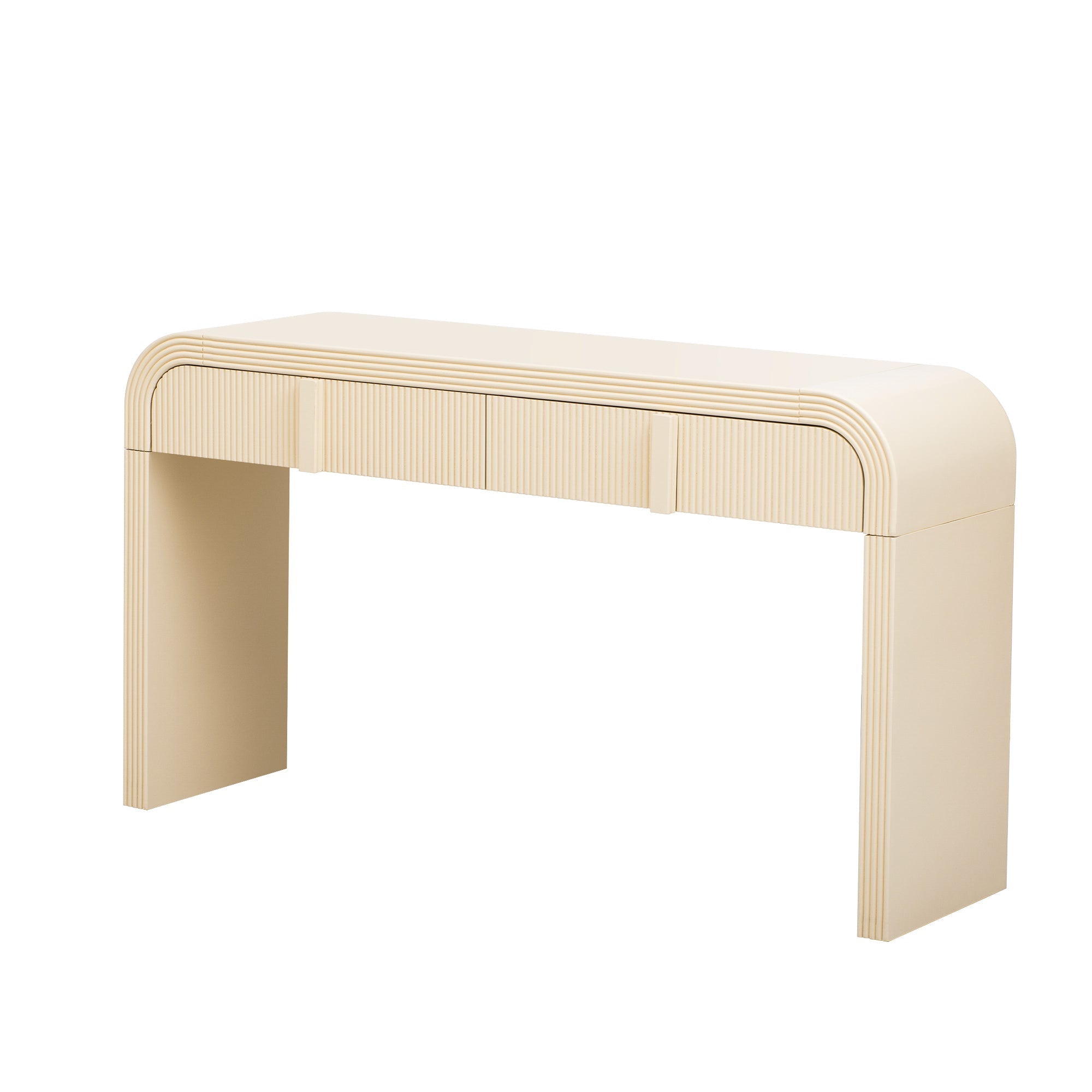 Modern Console Fluted Entryway Table with Rounded Silhouette