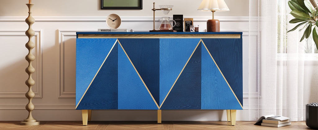 60' Retro Sideboard Cabinet with Adjustable Shelves