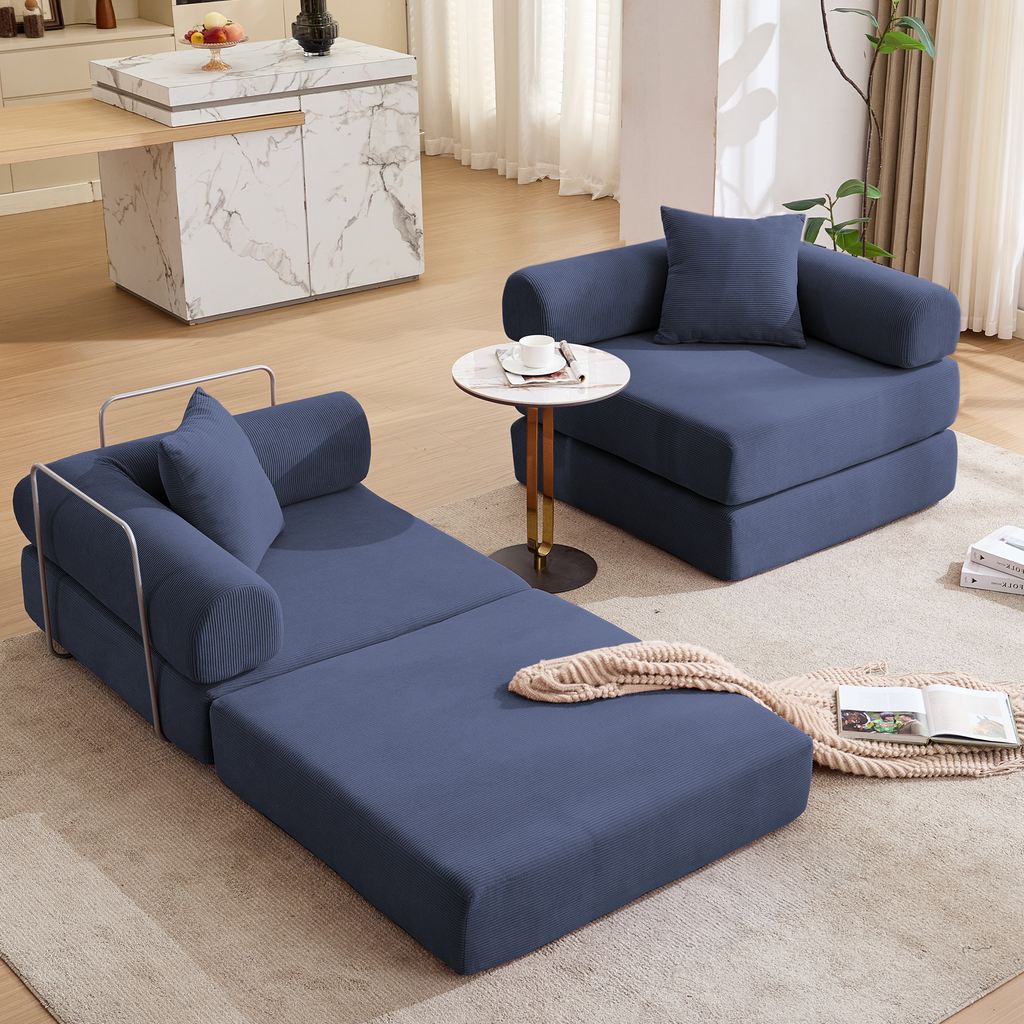 2 Seat Convertible Couch Folding Mattress Couch Sofa Bed