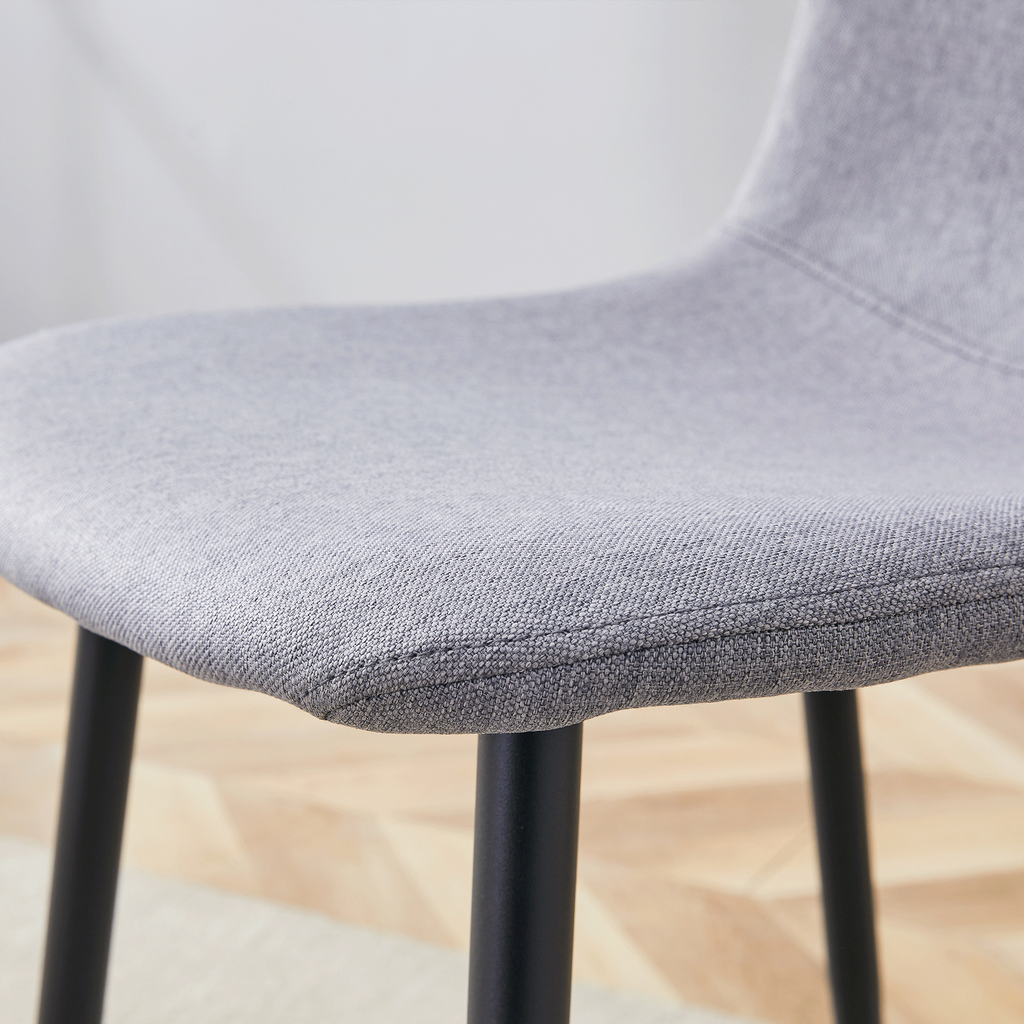 Luxury Simple Chair Black Linen Dining Chair  (Set of 4)