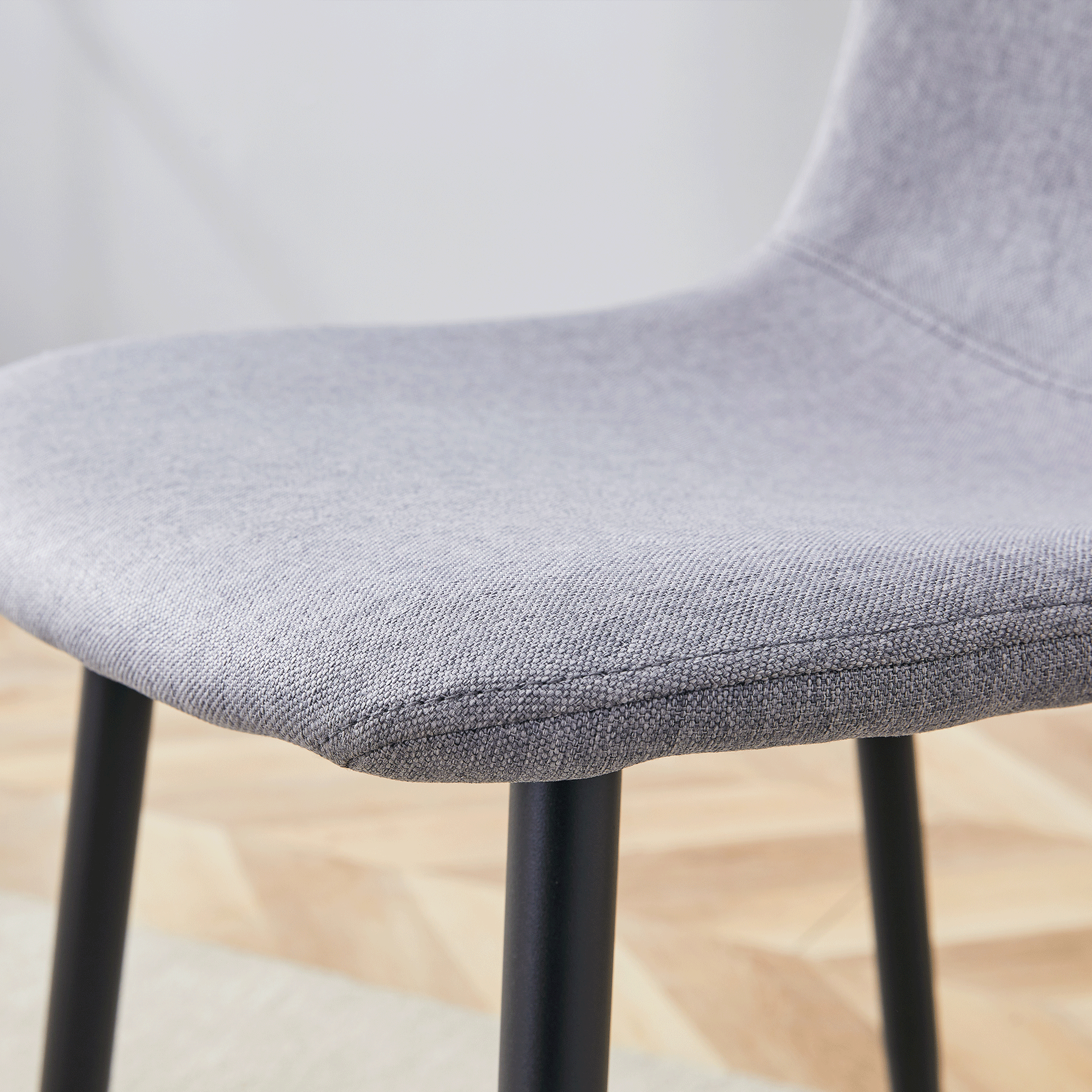 Luxury Simple Chair Black Linen Dining Chair  (Set of 4)