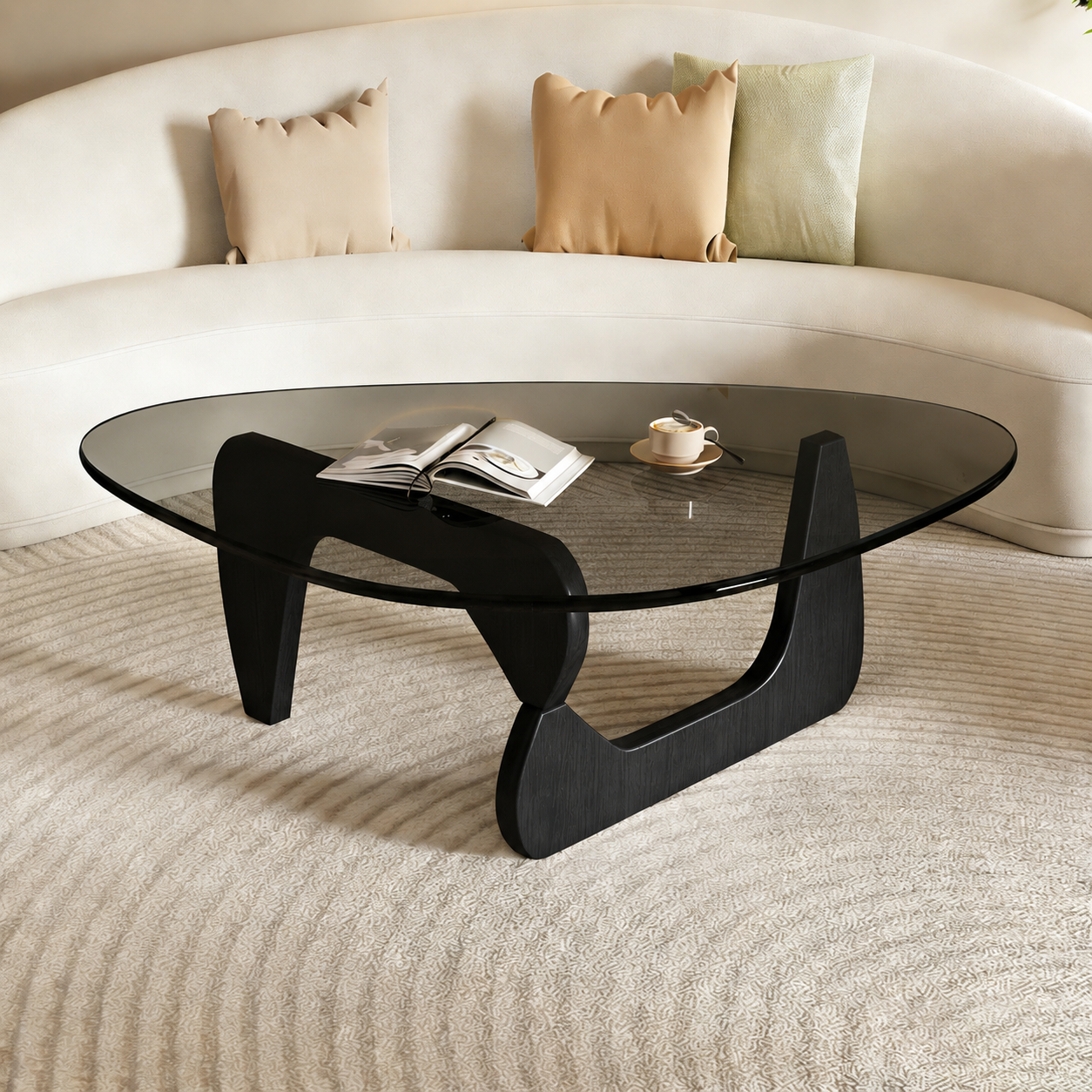 35.8' x 25.6' x 15.7' Mid Century Modern Glass Coffee Table