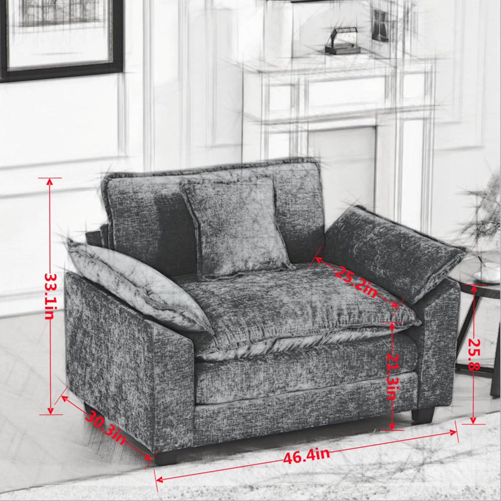 Modern Sectional Cloud Sofa Single Seat (Ottoman is Not Included)