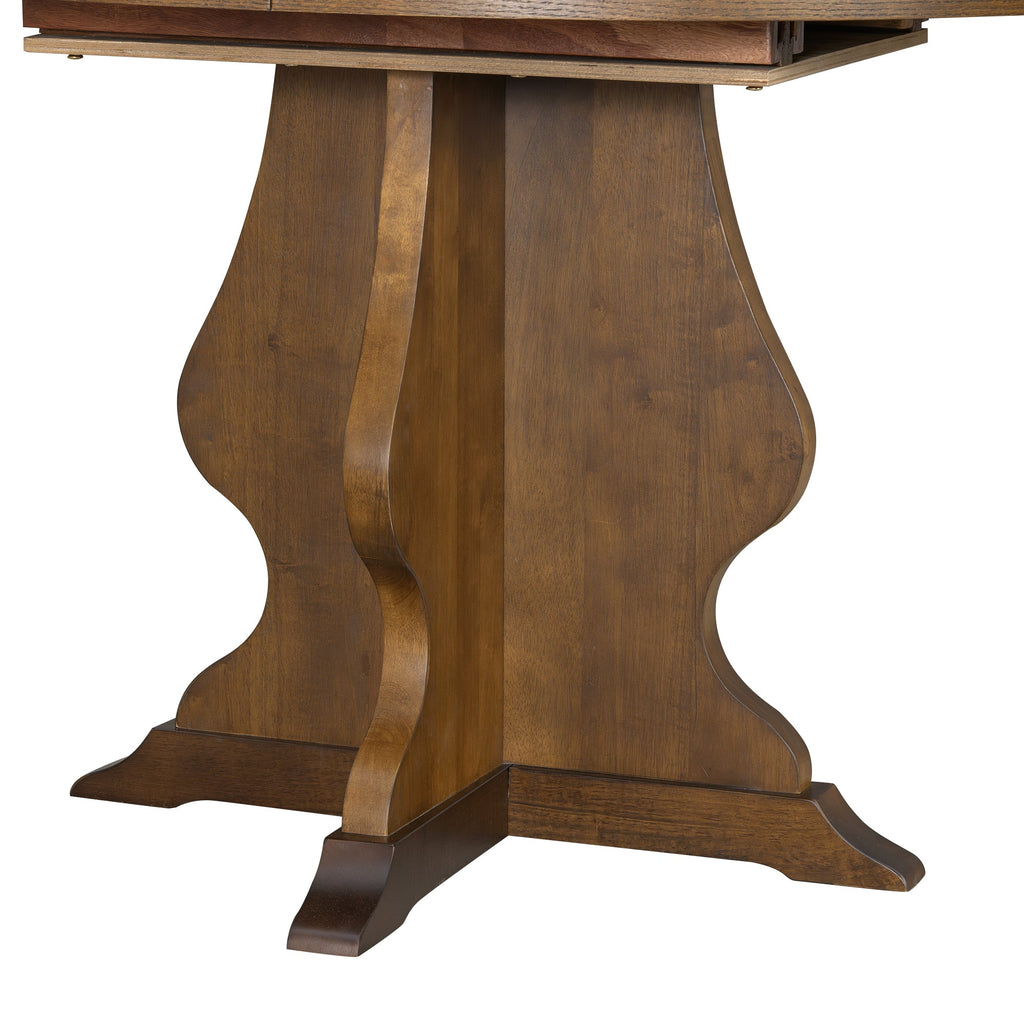 5-Piece Farmhouse Extendable Dining Table Set with 4 Upholstered Chairs