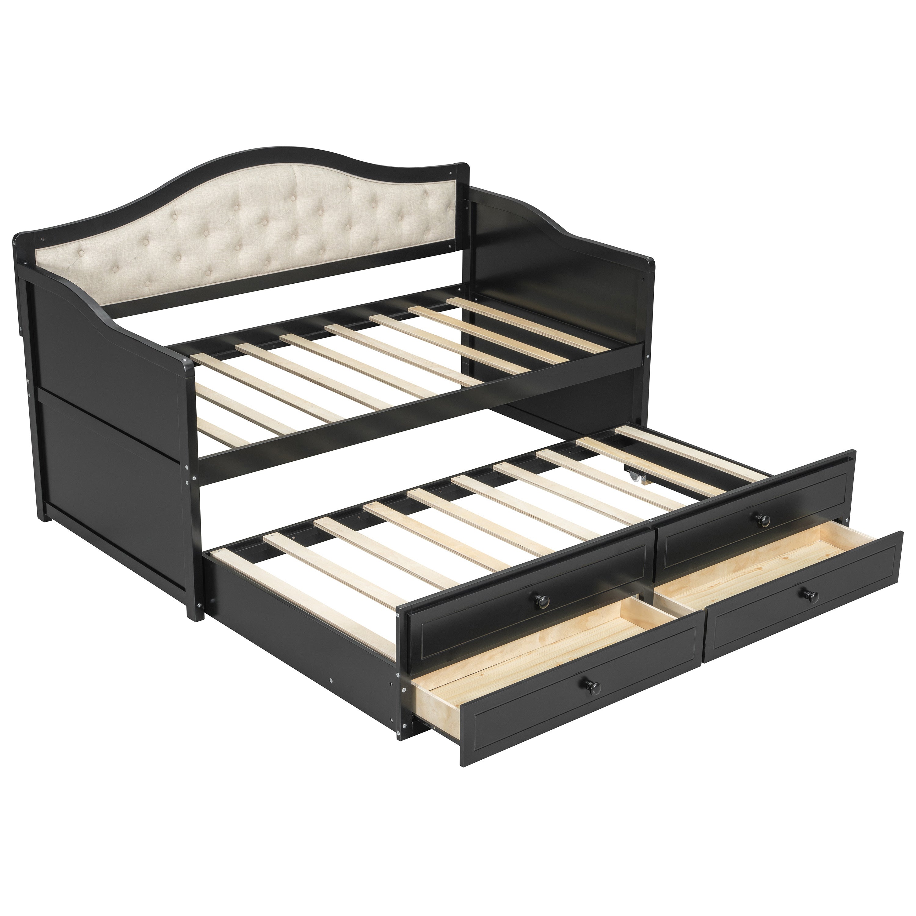 Wooden Twin Sofa Bed with Trundle