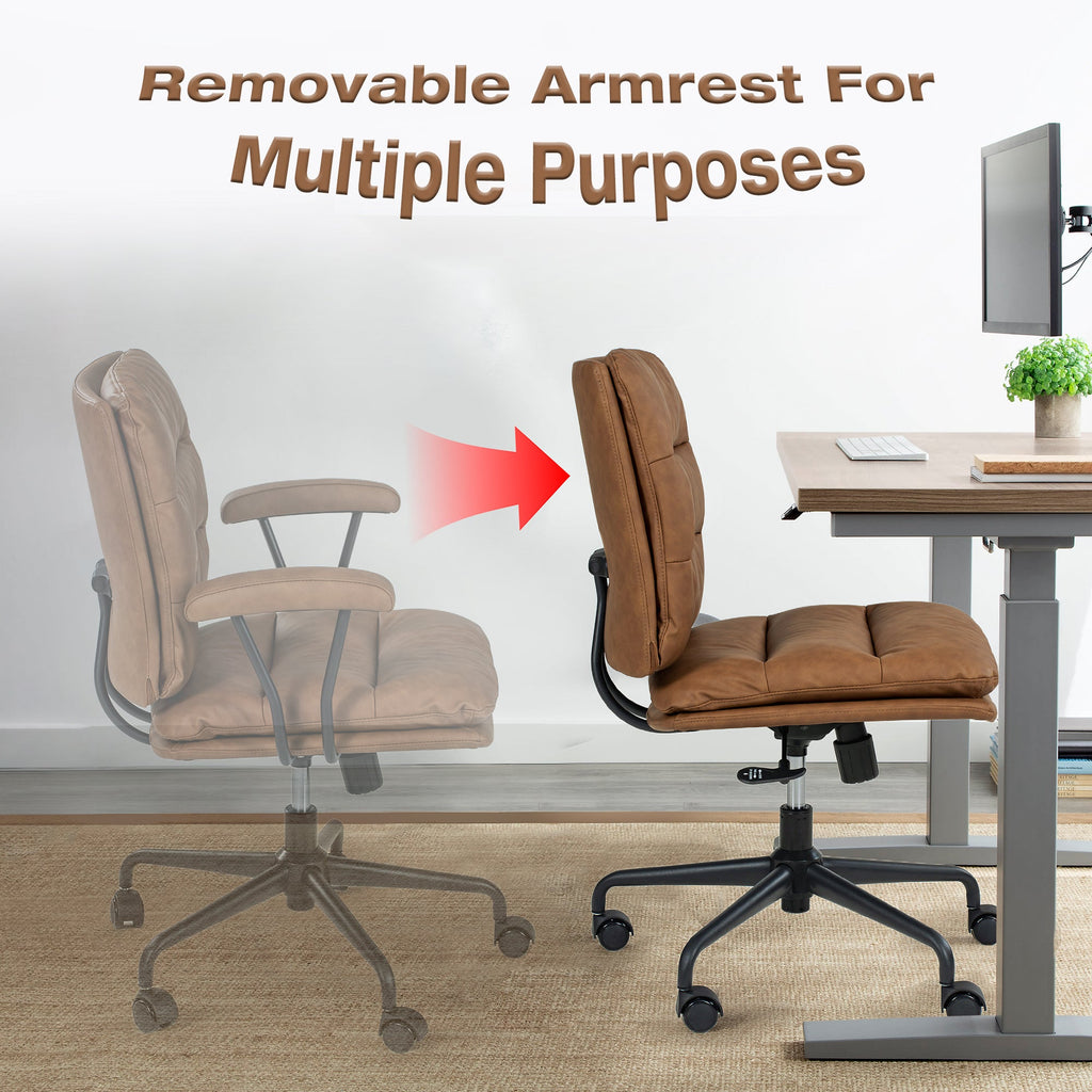 Modern Aesthetics Brown PU Leather Office Chair