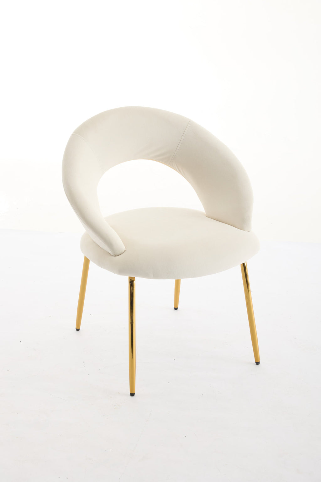 Velvet/Teddy Fabric Dining Chairs with Curved Backrest