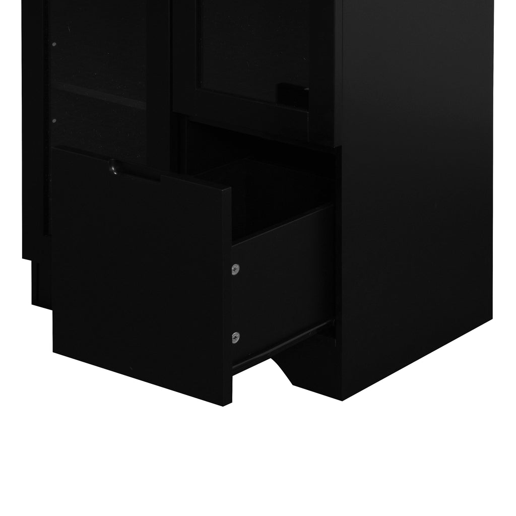 Modern MDF Painted Cabinet with Glass Doors and Drawer