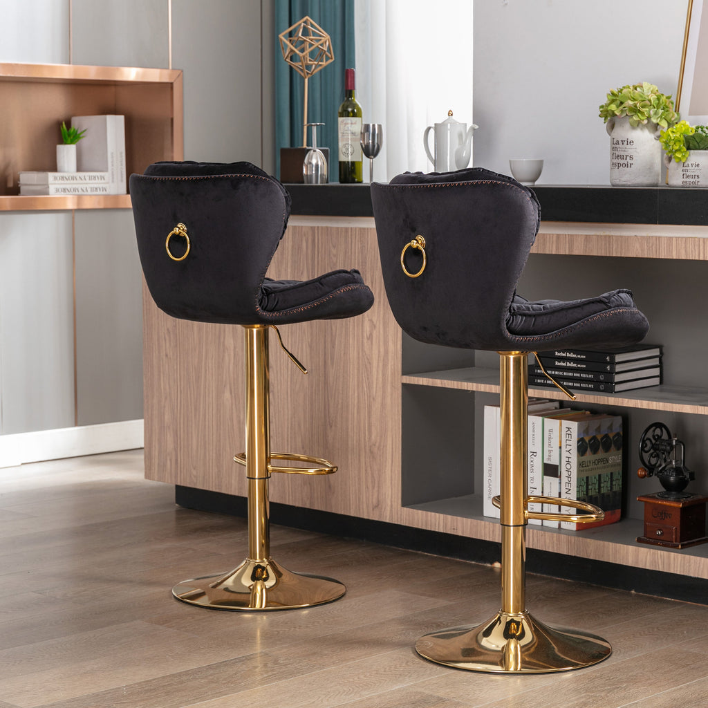 Bar Stools with Chrome Footrest and Base (Set of 2 )